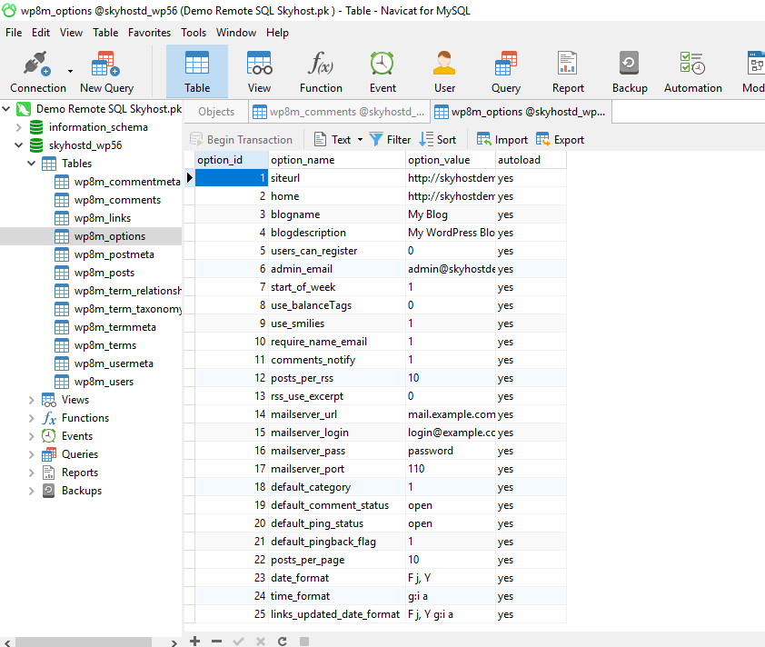 How to Connect to the MYSQL Database Remotely? - Knowledgebase - Sky Host